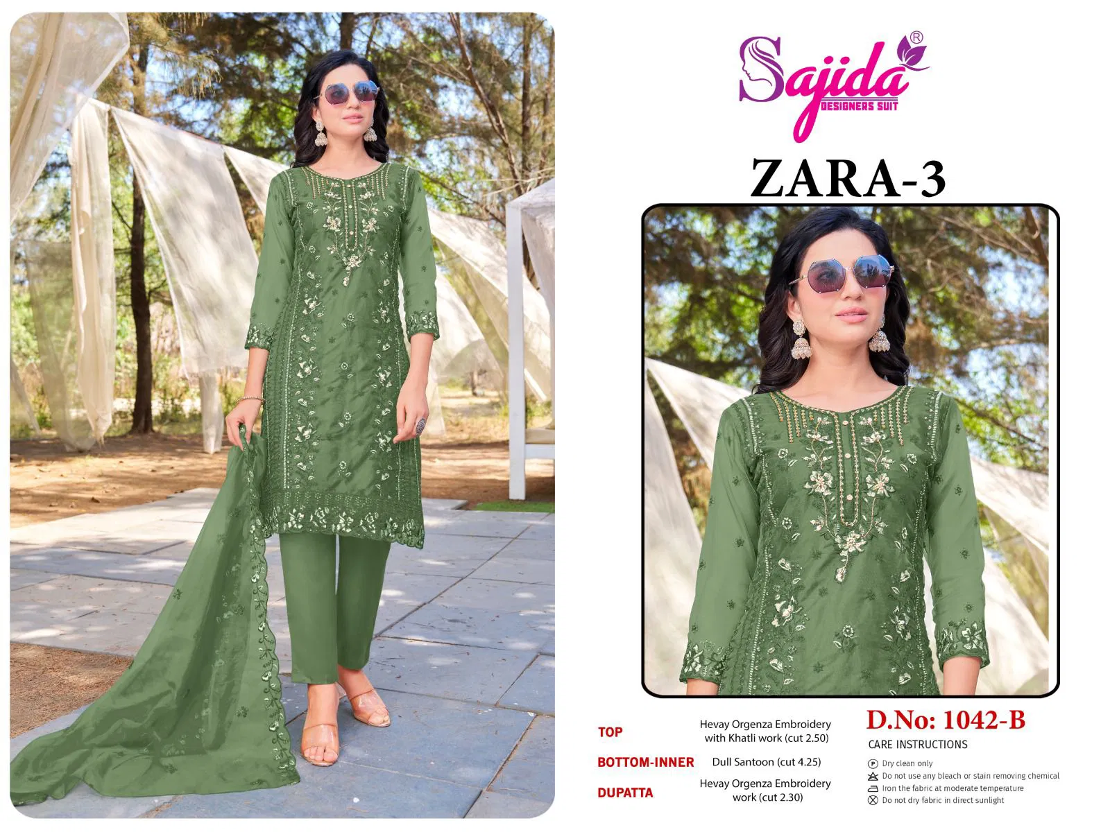 Zara Vol 3 by Sajida Organza Pakistani Salwar Kameez Wholesalers In Delhi
